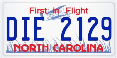 NC license plate DIE2129