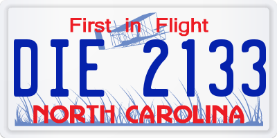 NC license plate DIE2133