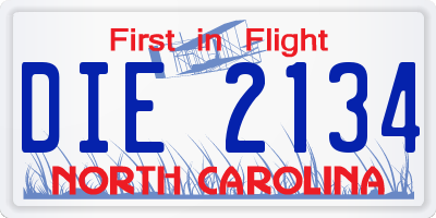 NC license plate DIE2134