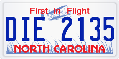 NC license plate DIE2135