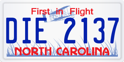 NC license plate DIE2137