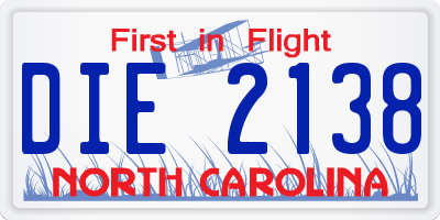 NC license plate DIE2138