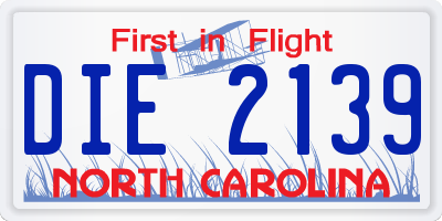 NC license plate DIE2139