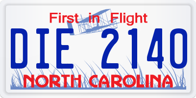 NC license plate DIE2140