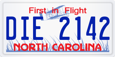 NC license plate DIE2142
