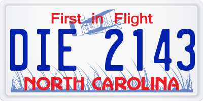 NC license plate DIE2143