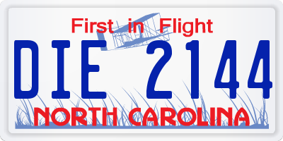 NC license plate DIE2144