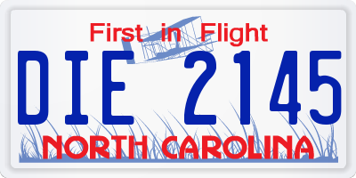NC license plate DIE2145