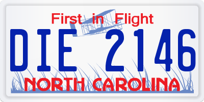 NC license plate DIE2146