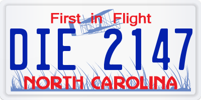 NC license plate DIE2147