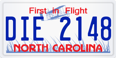 NC license plate DIE2148