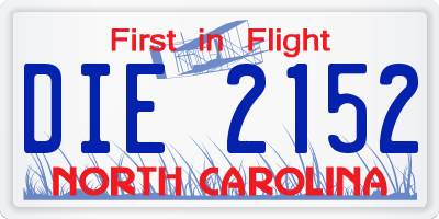 NC license plate DIE2152