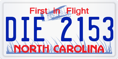 NC license plate DIE2153