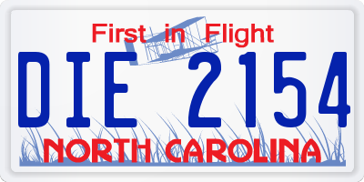 NC license plate DIE2154