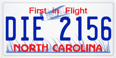 NC license plate DIE2156
