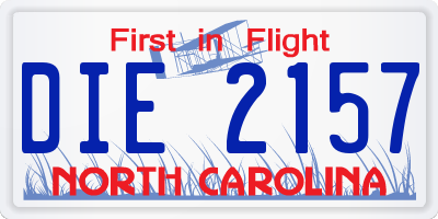 NC license plate DIE2157