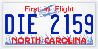 NC license plate DIE2159
