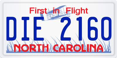 NC license plate DIE2160