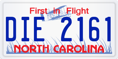 NC license plate DIE2161