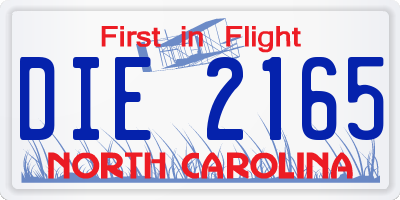 NC license plate DIE2165
