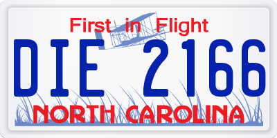 NC license plate DIE2166