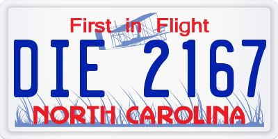 NC license plate DIE2167