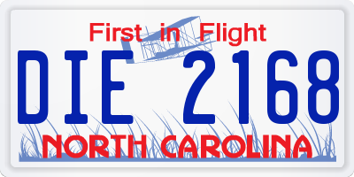 NC license plate DIE2168