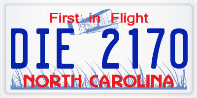 NC license plate DIE2170