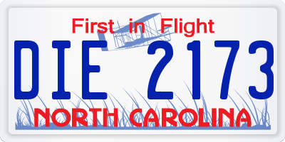 NC license plate DIE2173