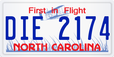 NC license plate DIE2174