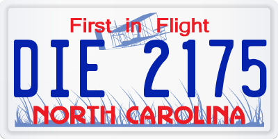 NC license plate DIE2175
