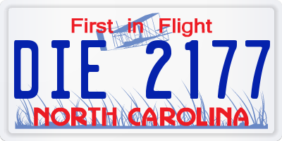 NC license plate DIE2177