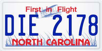 NC license plate DIE2178