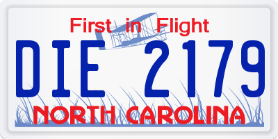 NC license plate DIE2179