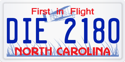 NC license plate DIE2180