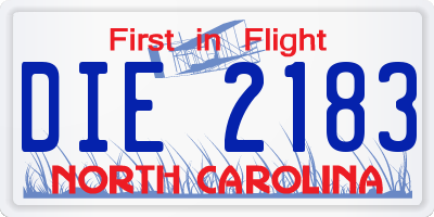 NC license plate DIE2183