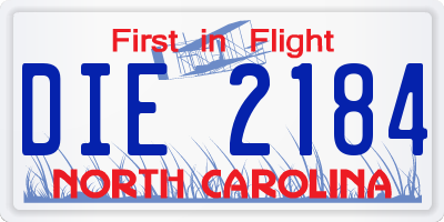 NC license plate DIE2184