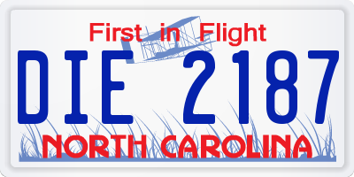 NC license plate DIE2187
