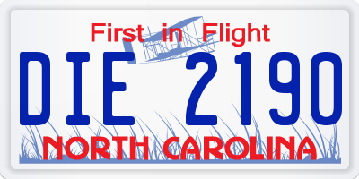 NC license plate DIE2190