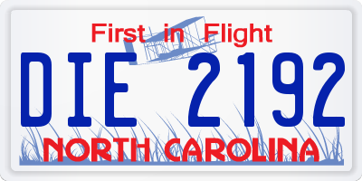 NC license plate DIE2192