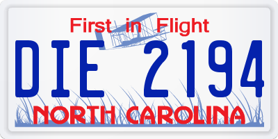 NC license plate DIE2194