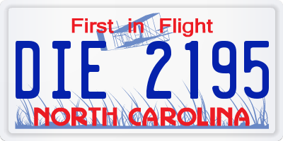NC license plate DIE2195