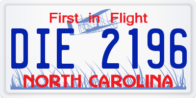 NC license plate DIE2196
