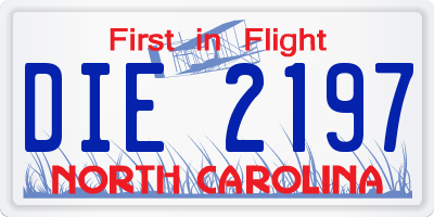 NC license plate DIE2197