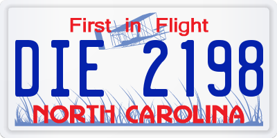 NC license plate DIE2198