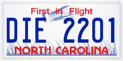 NC license plate DIE2201