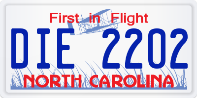 NC license plate DIE2202
