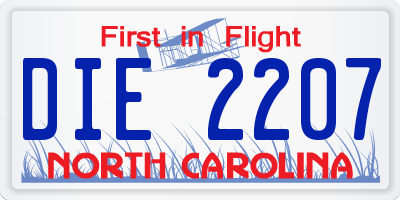 NC license plate DIE2207