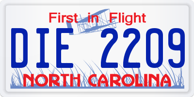 NC license plate DIE2209