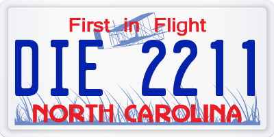 NC license plate DIE2211